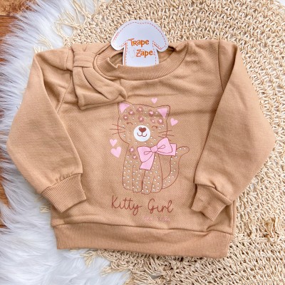 Conj. Casaco de Moletom Kitty Girl e Calça Legging - Areia